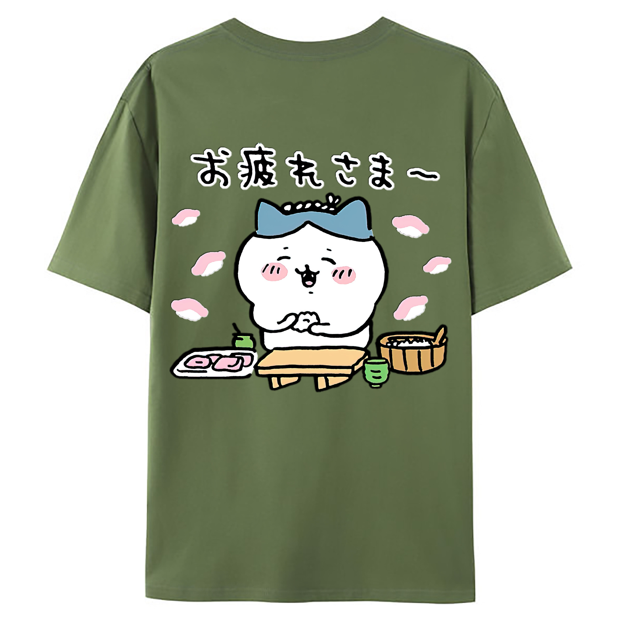 （画像用） ちいかわ ハチワレ Chii-kawa hachiware 綿100％ メンズ半袖Tシャツ（バックプリント） 通気性